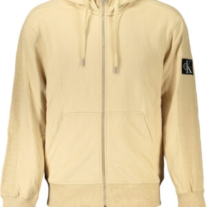 CALVIN KLEIN MEN'S BEIGE ZIP SWEATSHIRT
