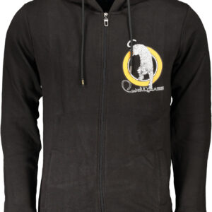 CAVALLI CLASS MEN'S BLACK ZIP SWEATSHIRT