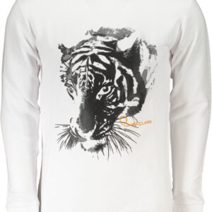 CAVALLI CLASS MEN'S WHITE ZIPLESS SWEATSHIRT