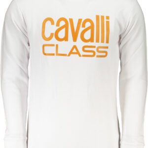 CAVALLI CLASS MEN'S WHITE ZIPLESS SWEATSHIRT