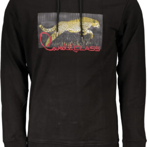 CAVALLI CLASS MEN'S BLACK ZIP-OUT SWEATSHIRT
