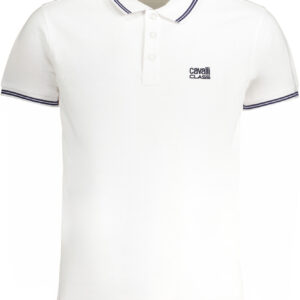 CAVALLI CLASS MEN'S WHITE SHORT SLEEVED POLO SHIRT