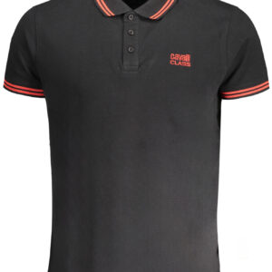 CAVALLI CLASS MEN'S SHORT SLEEVED POLO SHIRT BLACK