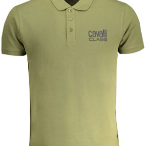 CAVALLI CLASS MEN'S GREEN SHORT SLEEVED POLO SHIRT