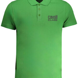 CAVALLI CLASS MEN'S GREEN SHORT SLEEVED POLO SHIRT