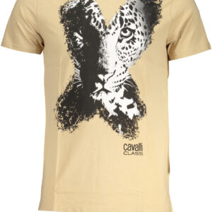 CAVALLI CLASS MEN'S SHORT SLEEVED T-SHIRT BEIGE