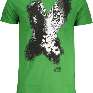 CAVALLI CLASS GREEN MEN'S SHORT SLEEVED T-SHIRT