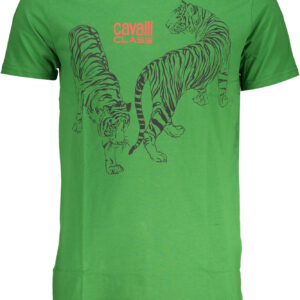 CAVALLI CLASS GREEN MEN'S SHORT SLEEVED T-SHIRT