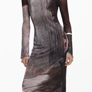 DESIGUAL WOMEN'S LONG DRESS IN BROWN