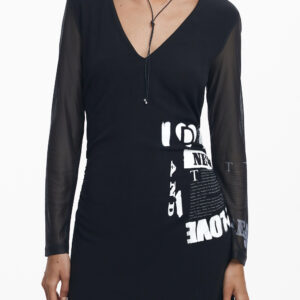 DESIGUAL WOMEN'S LONG BLACK DRESS