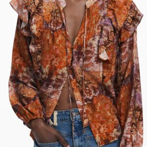 DESIGUAL WOMEN'S LONG-SLEEVED SHIRT, ORANGE