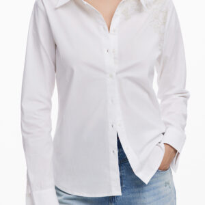 DESIGUAL WOMEN'S LONG-SLEEVED SHIRT WHITE