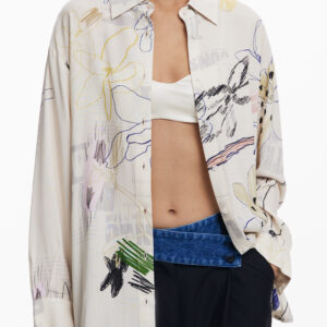 DESIGUAL WOMEN'S LONG-SLEEVED SHIRT WHITE