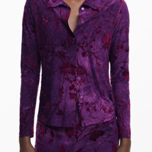 DESIGUAL WOMEN'S LONG-SLEEVED PURPLE SHIRT