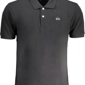 LA MARTINA MEN'S BLACK SHORT SLEEVED POLO SHIRT