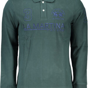 LA MARTINA GREEN MEN'S LONG SLEEVE POLO SHIRT