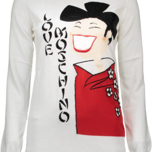 LOVE MOSCHINO WHITE WOMAN SWEATER