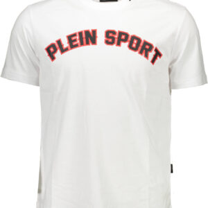 PLEIN SPORT WHITE MEN'S SHORT SLEEVE T-SHIRT