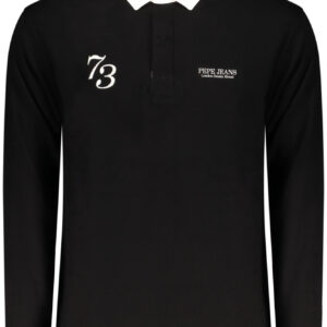 PEPE JEANS MEN'S LONG-SLEEVED POLO SHIRT, BLACK