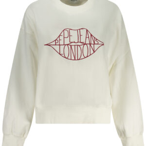 PEPE JEANS WOMEN'S WHITE ZIP-UP SWEATSHIRT