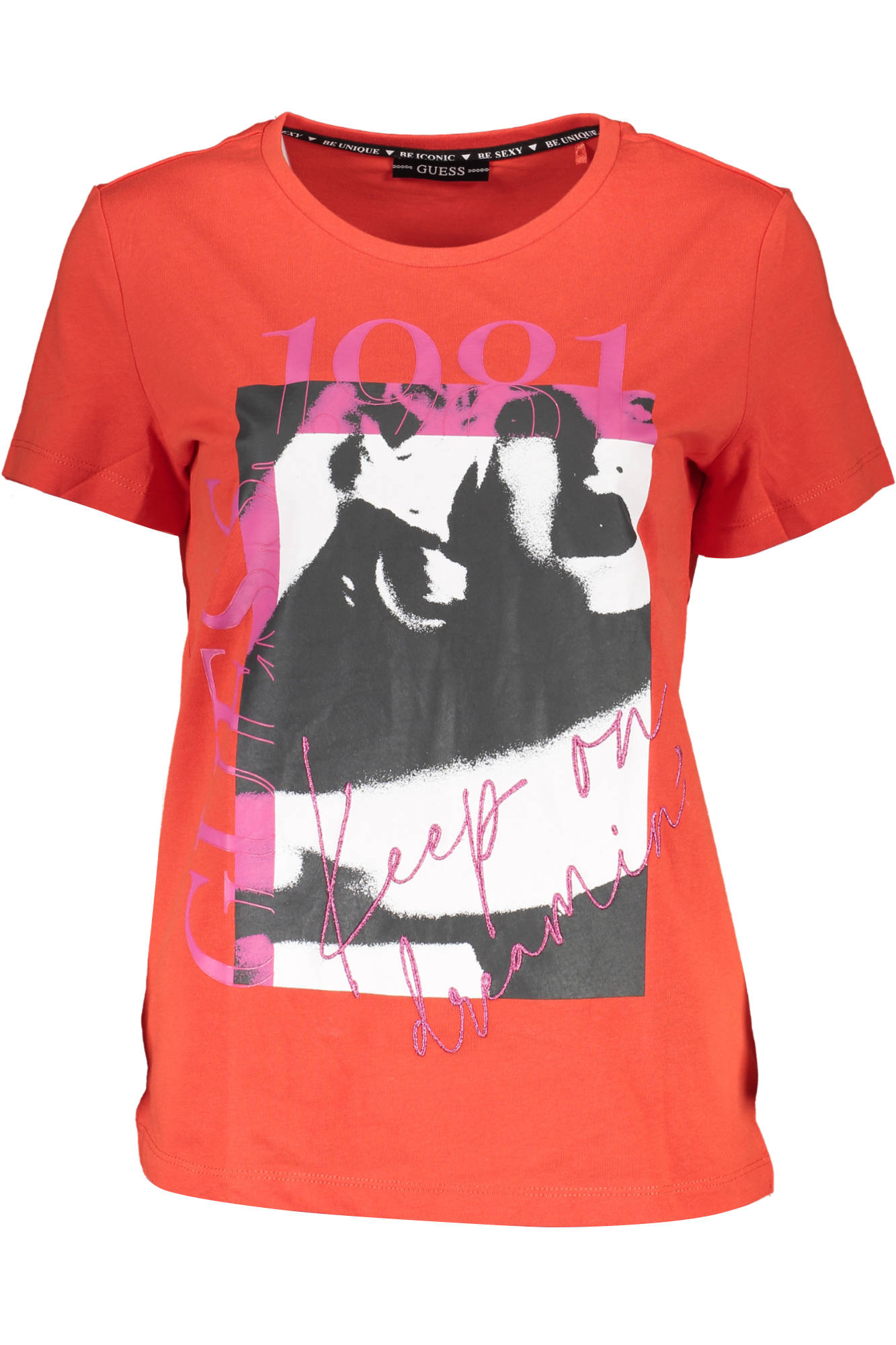 GUESS JEANS WOMEN'S SHORT SLEEVE T-SHIRT RED