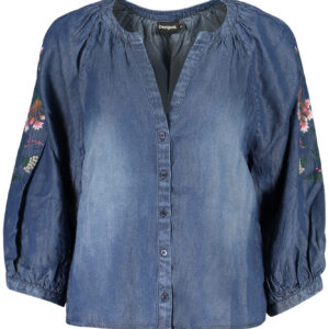 DESIGUAL WOMEN'S LONG-SLEEVED SHIRT, BLUE