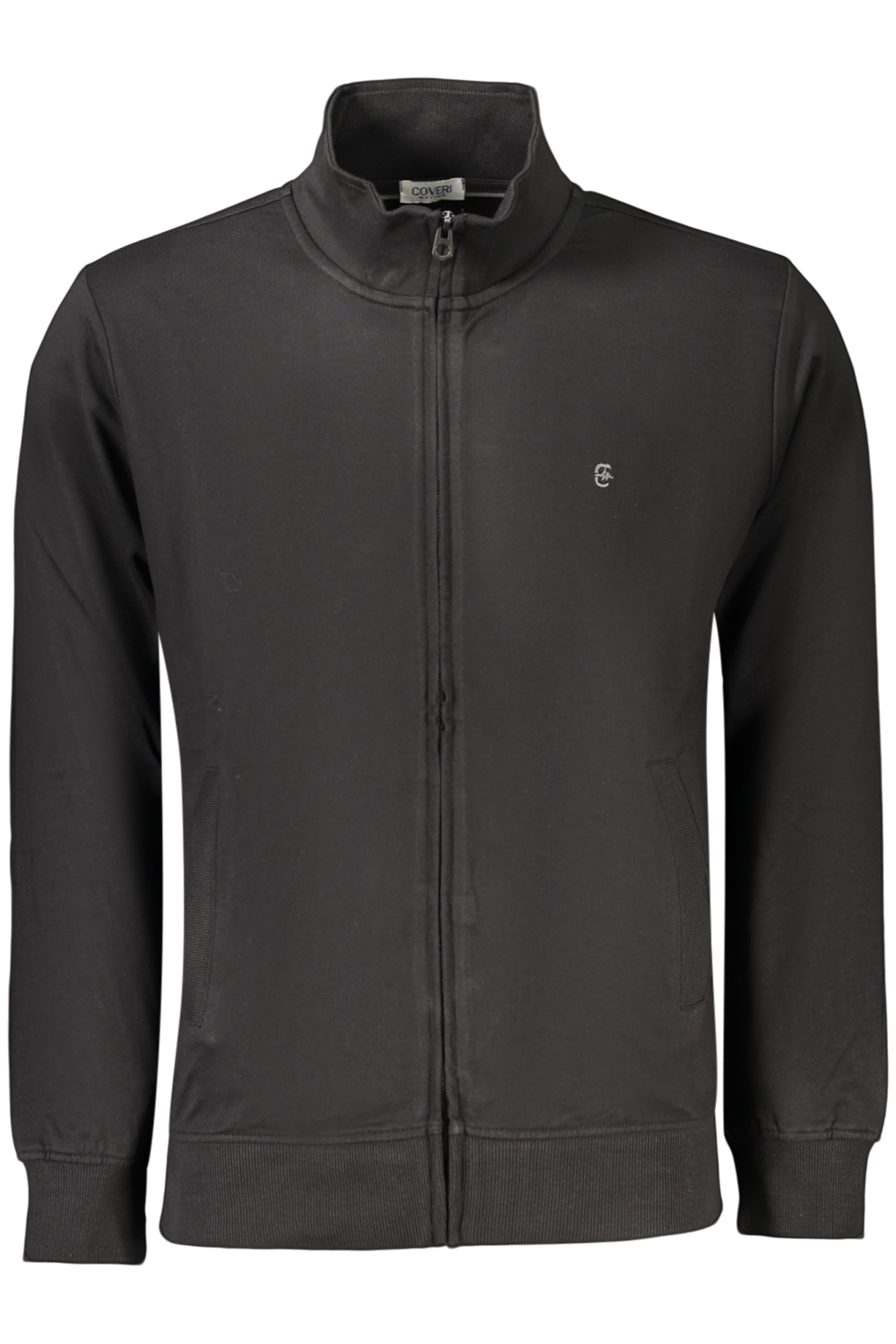 COVERI MOVING MEN'S BLACK ZIP-UP SWEATSHIRT