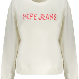 PEPE JEANS WOMEN'S WHITE ZIP-UP SWEATSHIRT