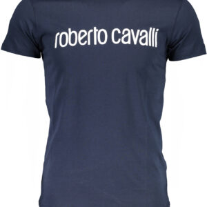 ROBERTO CAVALLI MEN'S SHORT SLEEVE T-SHIRT BLUE