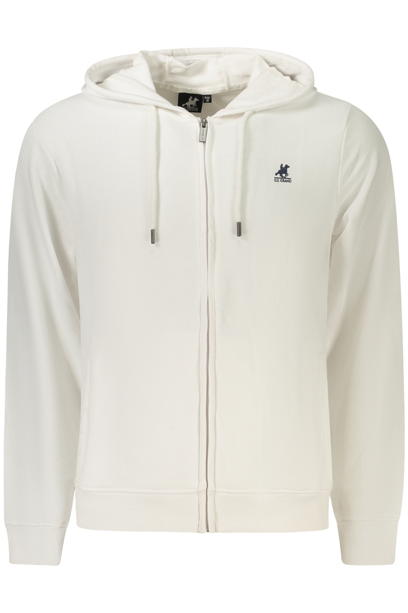 US GRAND MEN'S WHITE ZIP-UP SWEATSHIRT